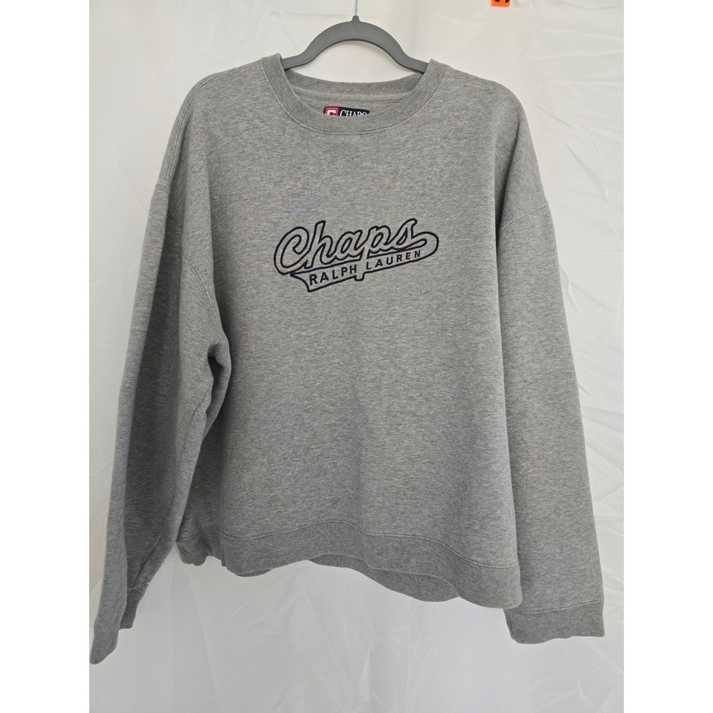 Vintage Chaps Ralph Lauren Gray Embroidered Logo Crewneck‎ Sweatshirt Men's